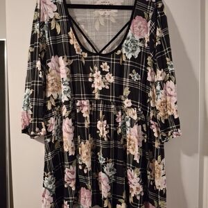 Torrid Multicolor Floral Plaid Blouse